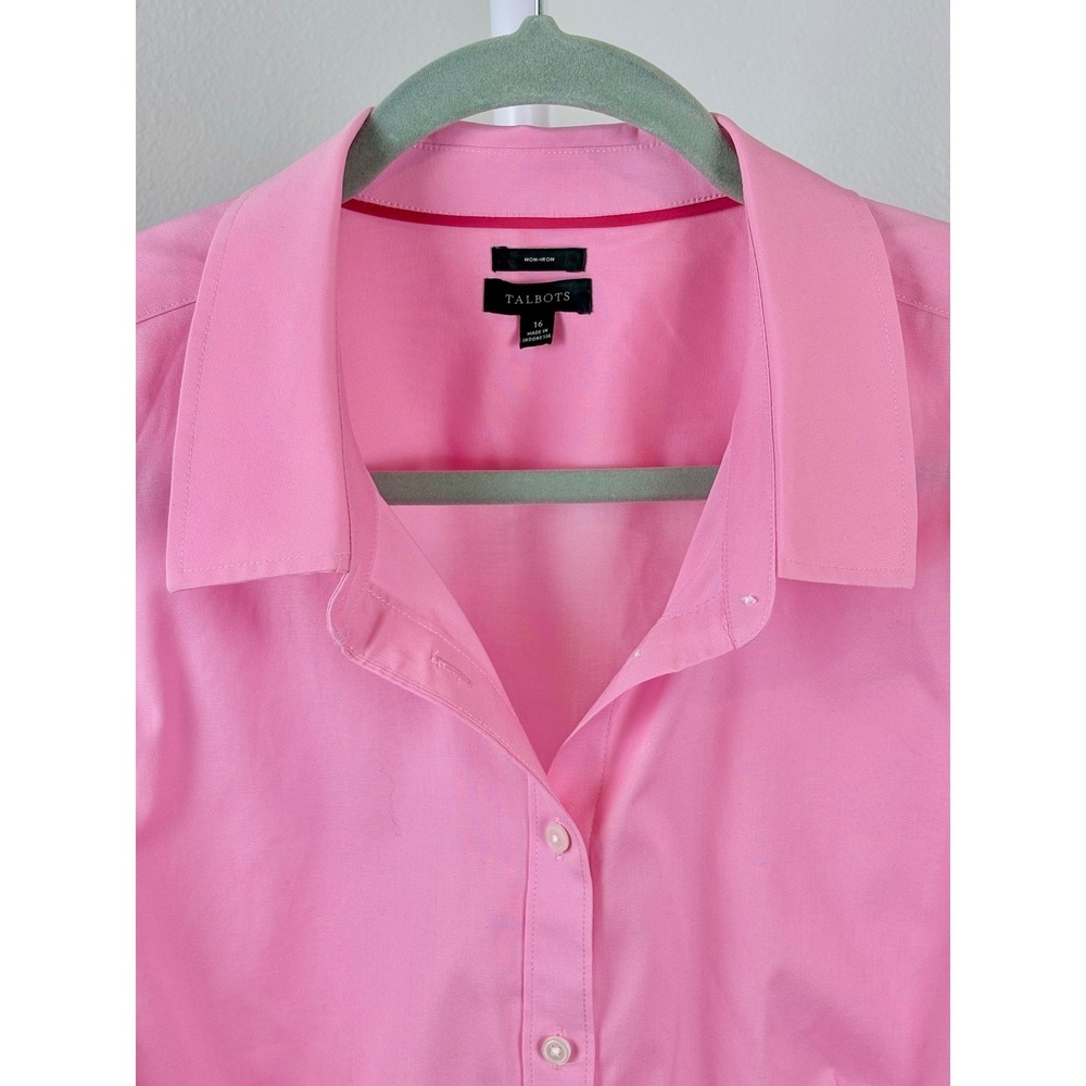 Talbots Womens Non-Iron Long Sleeve Button Down Shirt Pink Size 16 - Picture 6 of 8